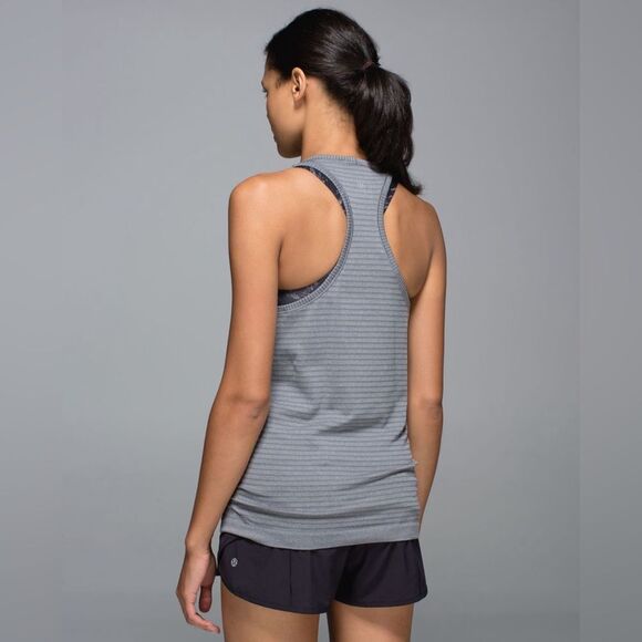 Lululemon Run: Swiftly Tech High-Neck Racerback Tank Top - Stripe Slate Size 4-6 - Picture 4 of 13